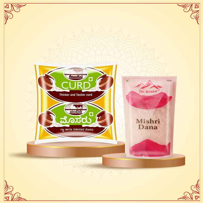 Nandini Thick Curd Pouch (500ml) & Dr. Brand Mishri Dana (200g) Panchamrit Combo