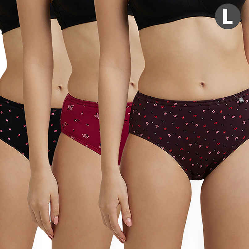 Jockey 1406 Women's Super Combed Cotton Mid Waist Hipster Underwear Panty|PO3 | Multicolor Dark assorted-L