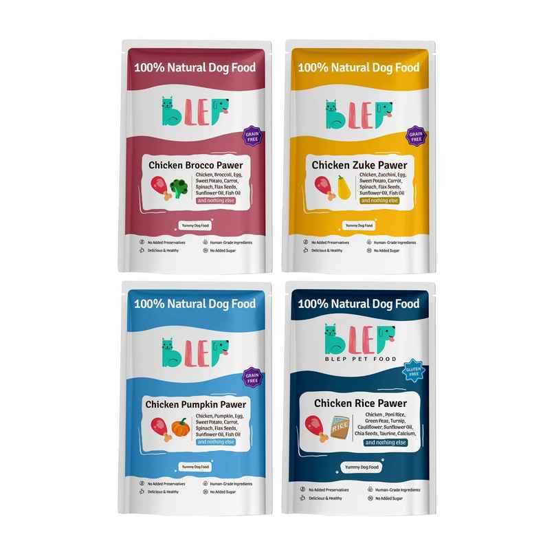 BLEP 100% Natural Chicken Dog Food | 4 Recipes | 4 Packs | Zero Preservatives BLEP 100% Natural Chicken Dog Food | 4 Recipes | 4 Packs | Zero Preservatives