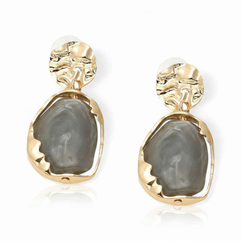 Just Lil Things Resinl Marble Grey Earrings | Jlt11233