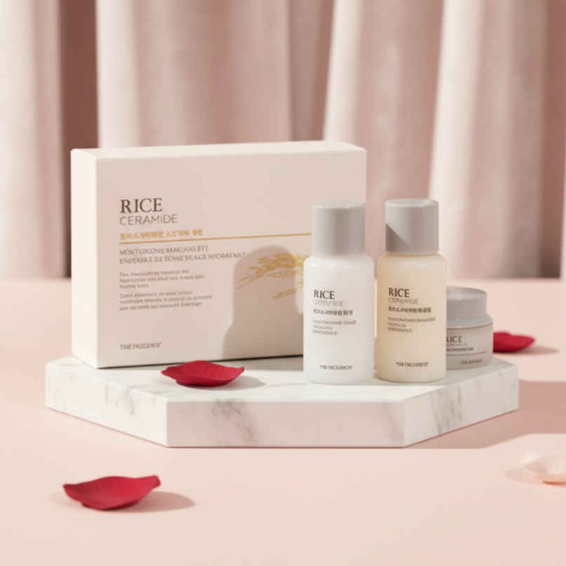 The Face Shop Rice & Ceramide Moisturizing Skincare Set | Hydrating Korean Skincare Duo