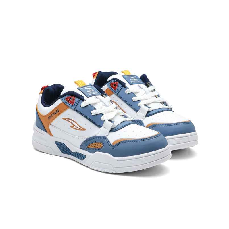 Asian Men's Casual Sneakers | Tango-01 | White, Slate, and Mustard - UK 7