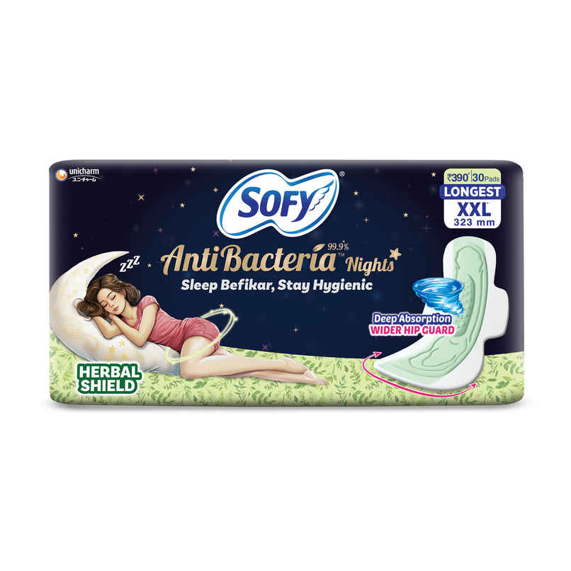 Sofy Women Anti Bacteria Nights Longest XXL - 323mm | 30 pads | Sanitary Pads Sofy Women Anti Bacteria Nights Longest XXL - 323mm | 30 pads | Sanitary Pads