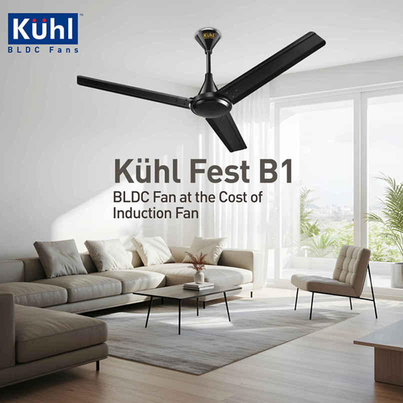 KUHL Fest B1 1200MM Power Saving BLDC Ceiling Fan | 28W | Saves Upto 65% Electricity | Black