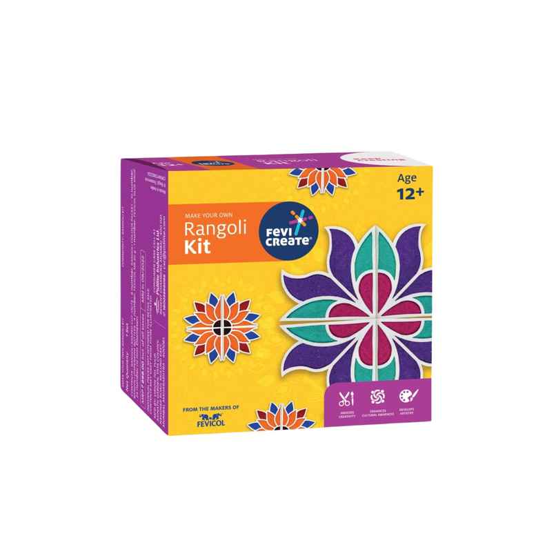 Fevicryl Rangoli Kit, 8 Stencils,10 Colors, 4 Dispensing Bottles & More, For Home, Pooja, Festive Decoration