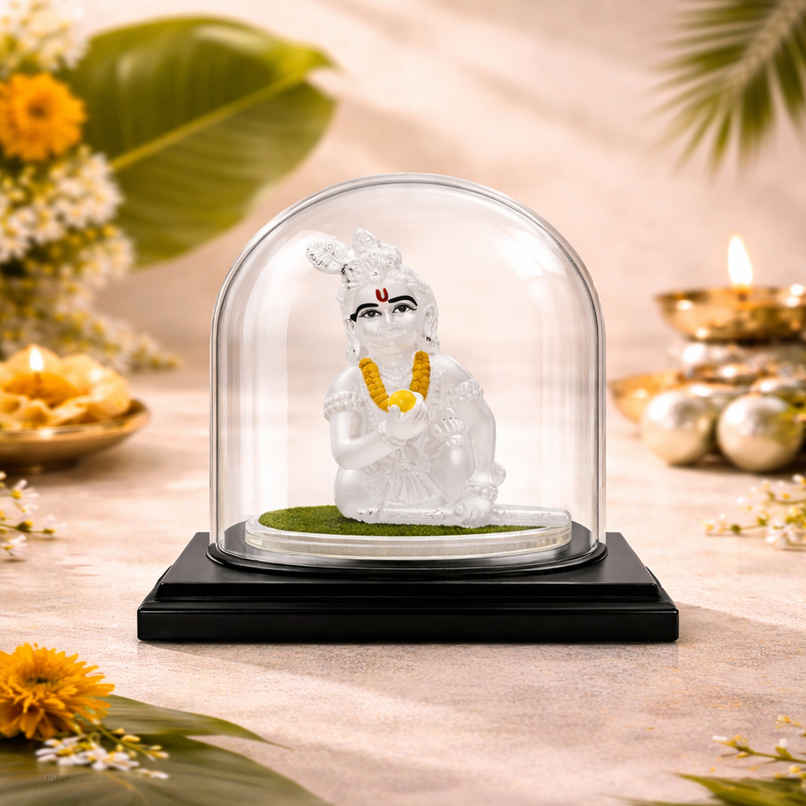 Pure Krishna and Calf Silver Idols for Home Temple | 3 gm | PNG Jewellers