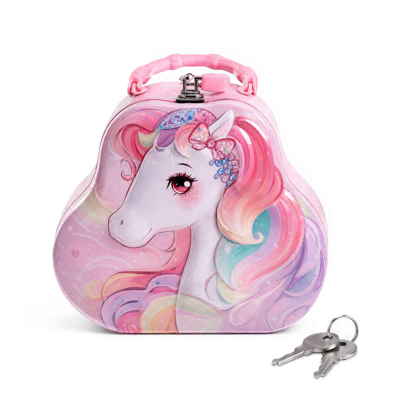 Toyshine Unicorn Metal Piggy Bank Lock and Key Kids Savings Box | Pink Toyshine Unicorn Metal Piggy Bank Lock and Key Kids Savings Box | Pink