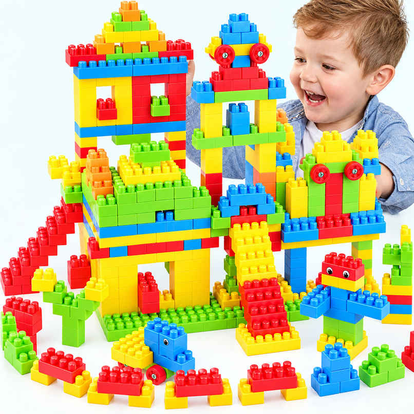 Toyshine 120 Pcs Building Blocks Toy With Wheels - Educational Construction Set for Kids