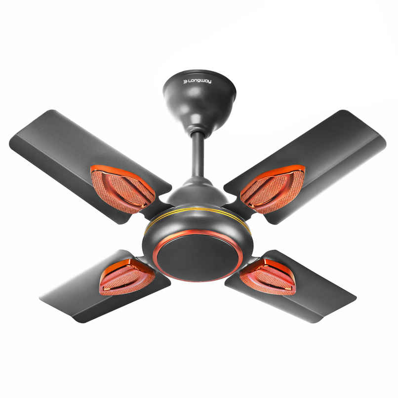 Longway Kiger P1 Ceiling Fan, 600mm/24 inch, Ultra High Speed, 4 Blade Anti-Dust Decorative Star Rated - Smoked Brown
