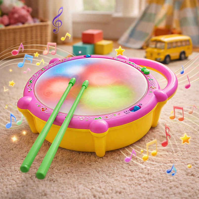 Toyshine Flash Drum With 3D Lights For (2-4) Year Kids Boy Girl Toyshine Flash Drum With 3D Lights For (2-4) Year Kids Boy Girl