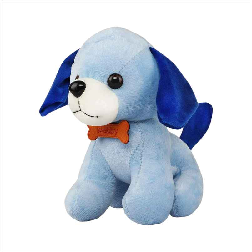 Webby Soft Animal Plush Standing Dog Toy 20cm, Blue