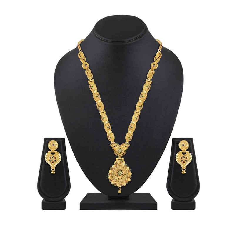 Shining Diva Fashion Latest Design One Gram Gold Plated Jewellery Set for Women and Girls 11503s Shining Diva Fashion Latest Design One Gram Gold Plated Jewellery Set for Women and Girls 11503s