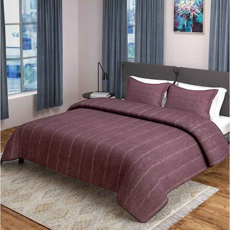 Casacraft by Pepperfry Bed Cover 500 TC With 2 Pillow Covers | Wine