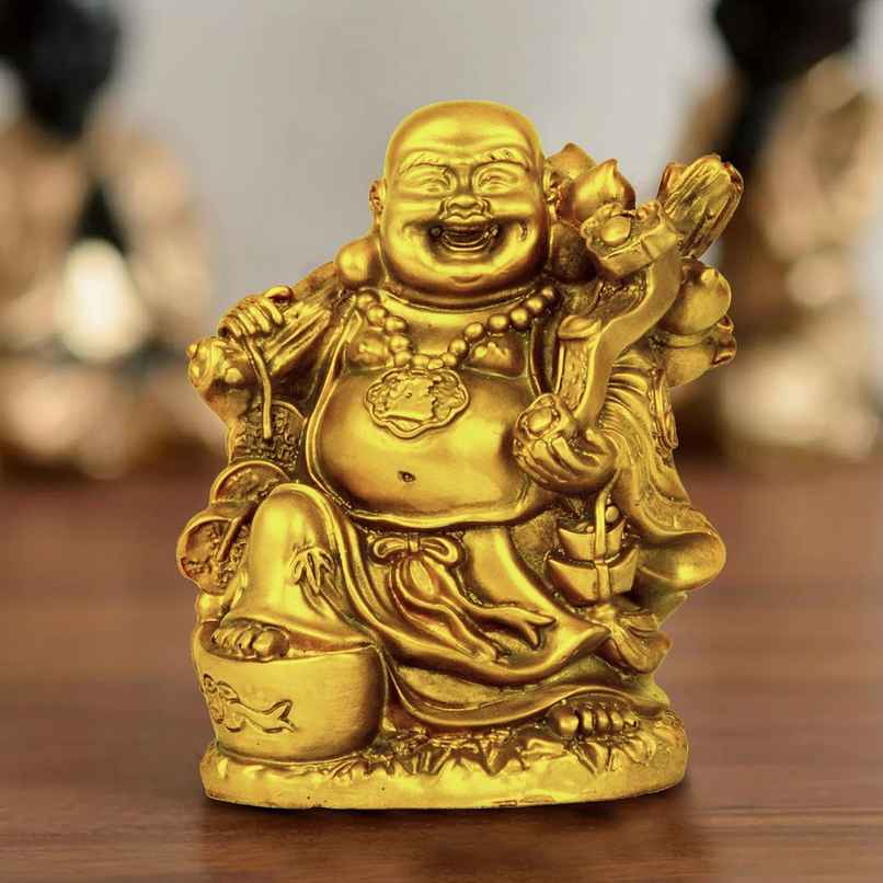 Tied Ribbons Laughing Buddha Statue Figurine Showpiece | 13 cm Tied Ribbons Laughing Buddha Statue Figurine Showpiece | 13 cm