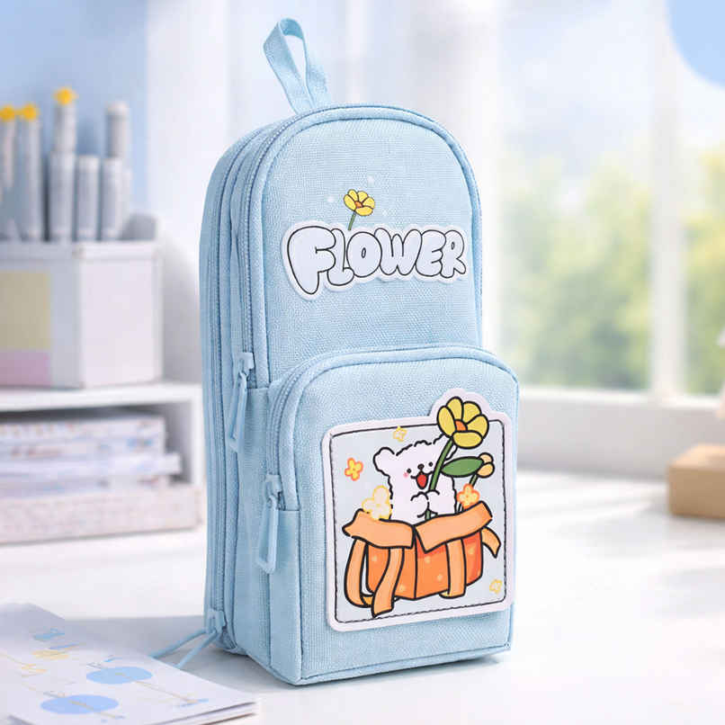 Toyshine Sunflower EVA Hardtop Pencil Pouch Large Capacity | Blue Toyshine Sunflower EVA Hardtop Pencil Pouch Large Capacity | Blue