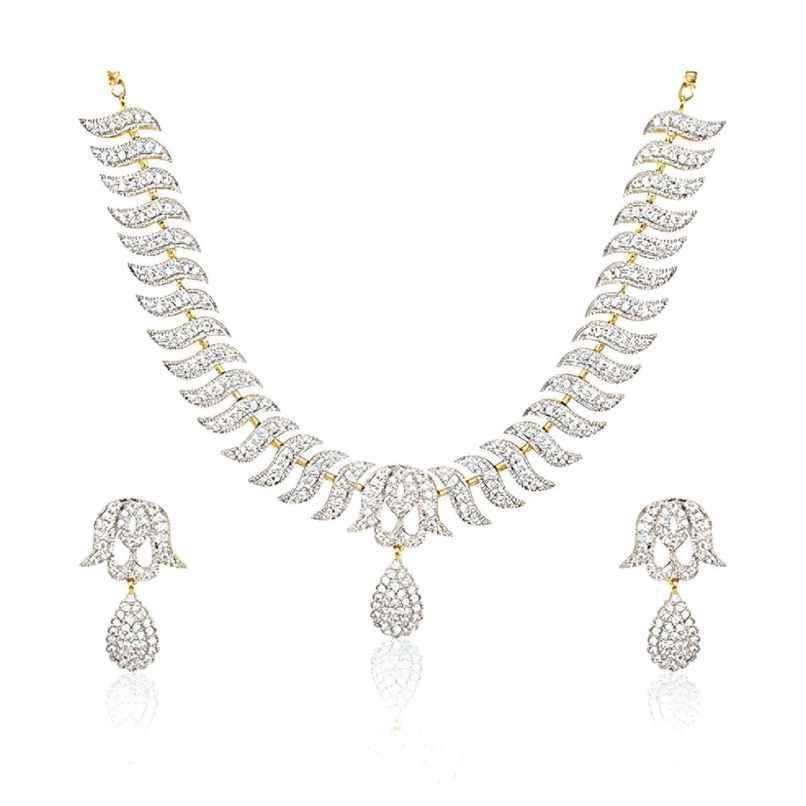 Youbella Jewellery American Diamond Necklace/Jewellery Set With Earrings For Women(Ybnk - 3081 - Fon)