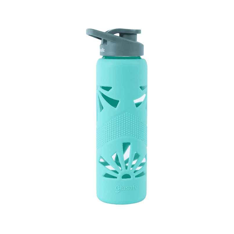 Glasafe Clear Grip Borosilicate Glass Bottle with Protective Silicone Sleeve | Mellow Mist | 750 ml