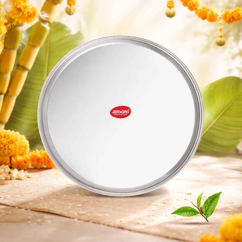 Jensons Stainless Steel Dinner Half Plate 20cm | Heavy Gauge Thali | Food Grade | Daily Use