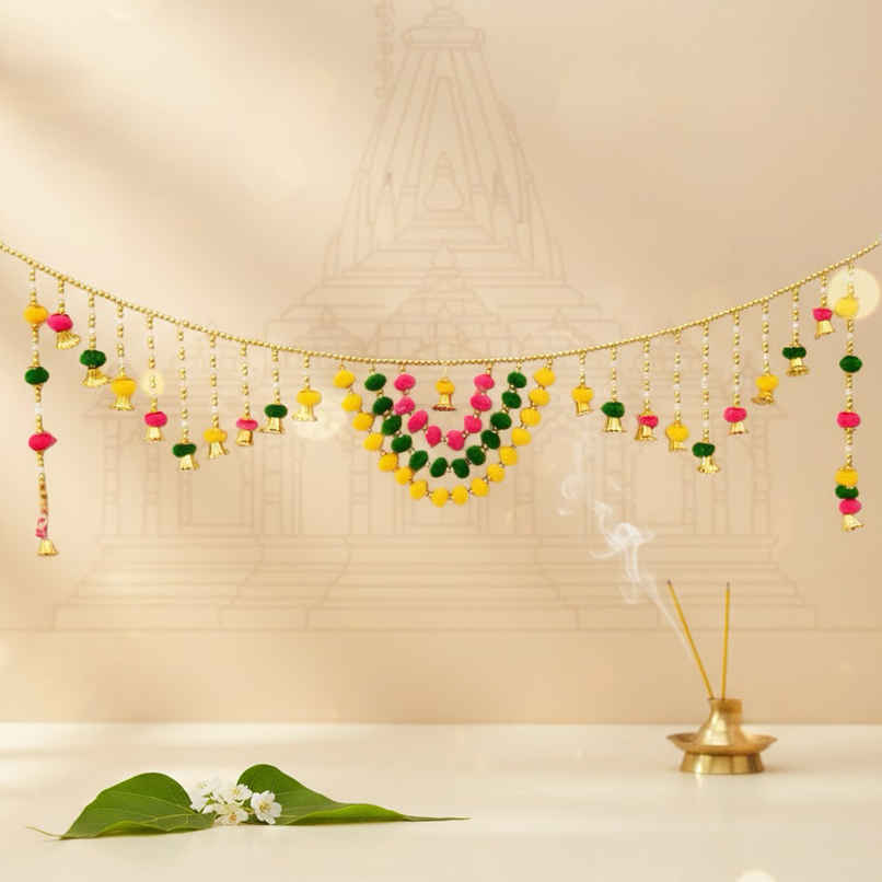 Handmade Pom Pom Door Toran | Multicolour | Samsidhi