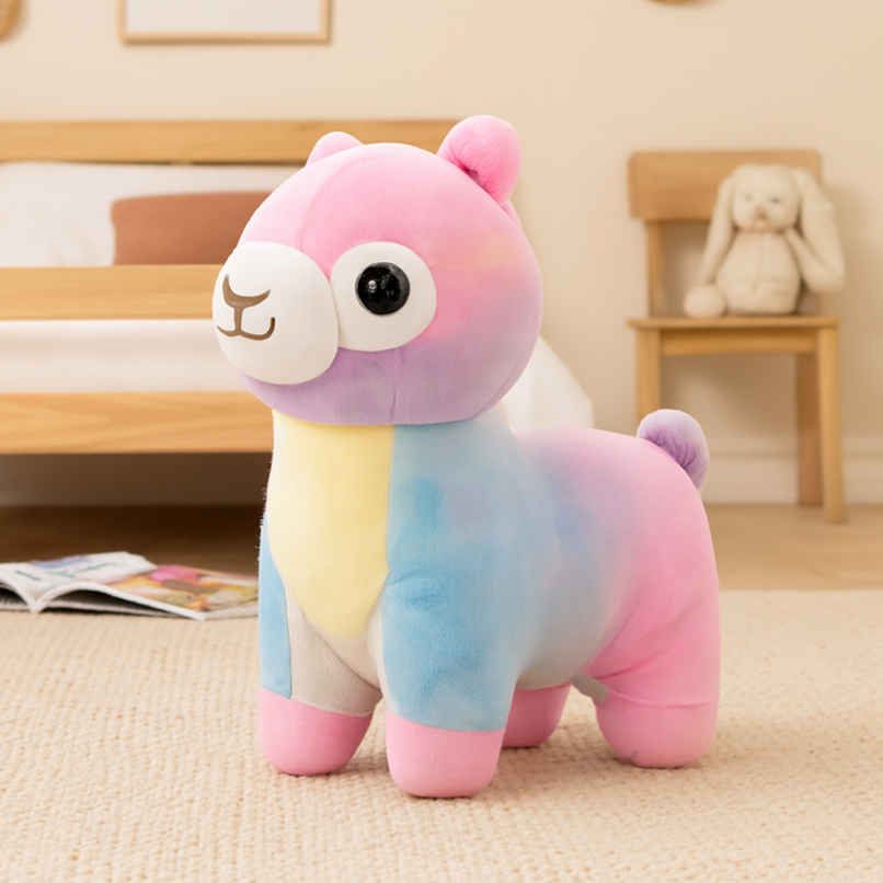 Spanker Rainbow Alpaca Soft Toy Colorful Plush Alpaca for Kids | 18 cm