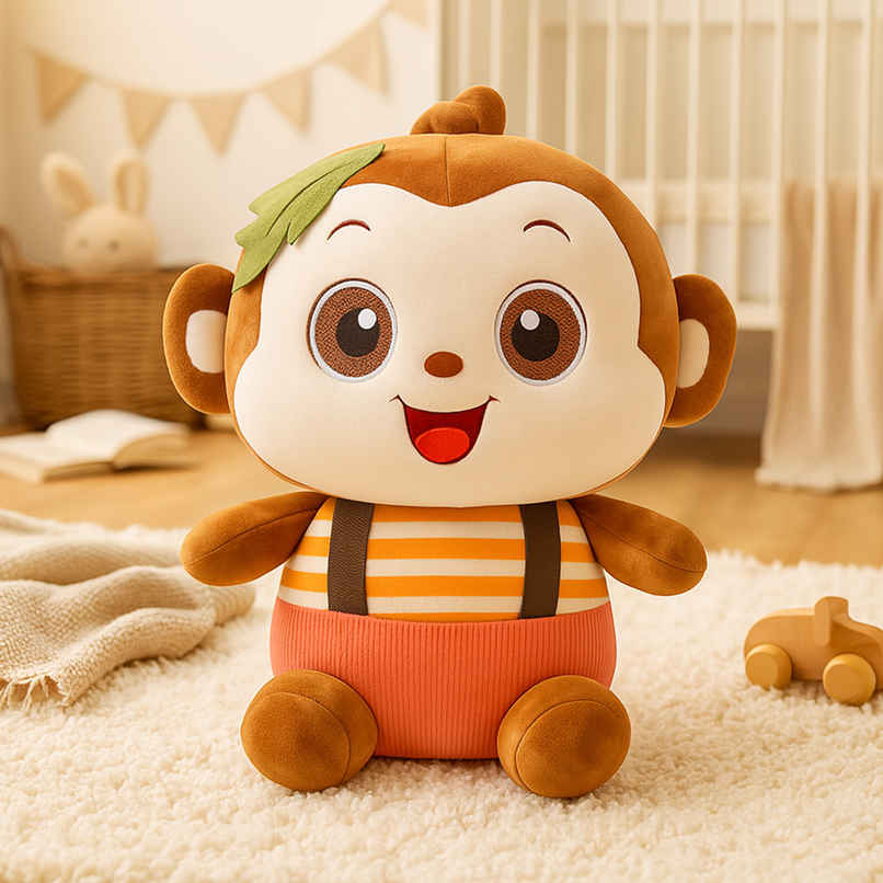 Spanker Monkey Soft Toy Cute Plush Animal with Shirt - 27 cm