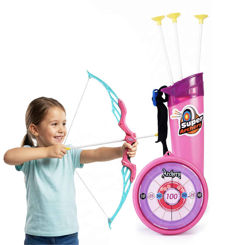 Toyshine Plastic Bow & Arrow Set with Quiver & Target | Pink Toyshine Plastic Bow & Arrow Set with Quiver & Target | Pink