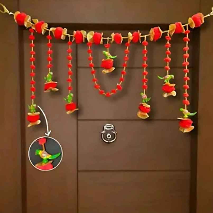 Pom Pom Parrot Toran | Multicolor | Samsidhi