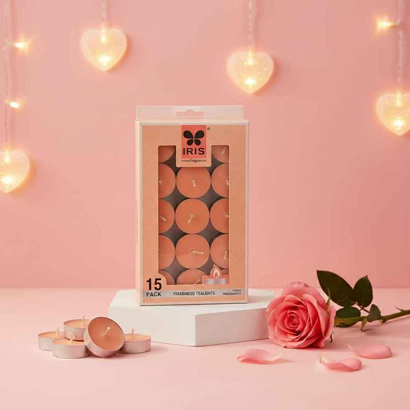 Tealight Candles | Peach Pomegranate | Pack of 15 | IRIS