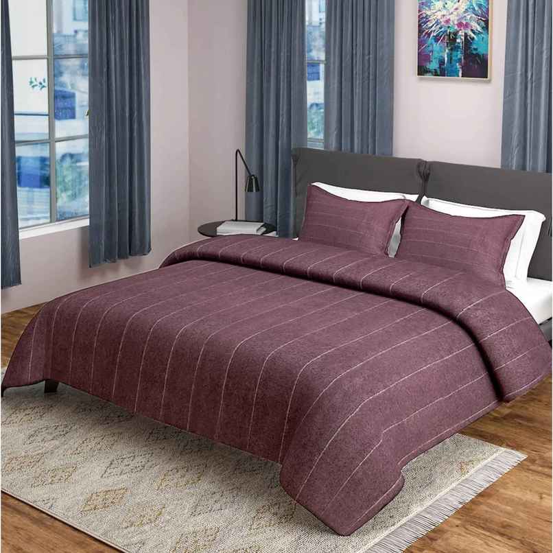 Casacraft by Pepperfry Bed Cover 500 TC With 2 Pillow Covers | Wine