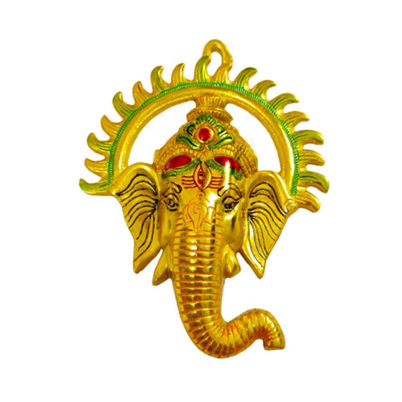 Ganesh Ji with Surya Mukut Wall Hanging Multicoloured | Devnidhi