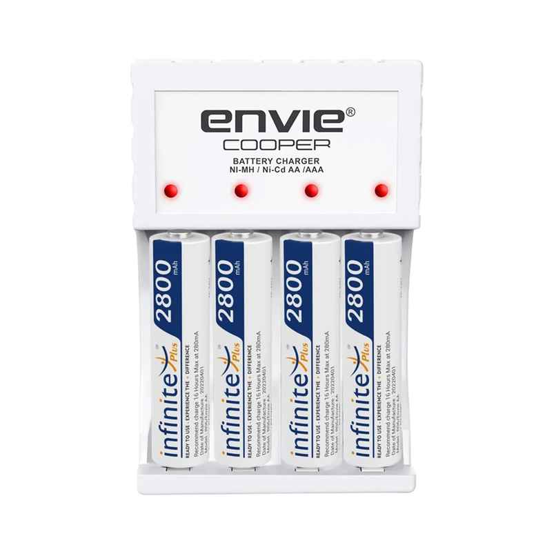 Envie (ECR 20 MC+4xAA2800) Standard Rechargeable Battery Charger for AA & AAA Ni-mh/Ni-Cd with Batteries