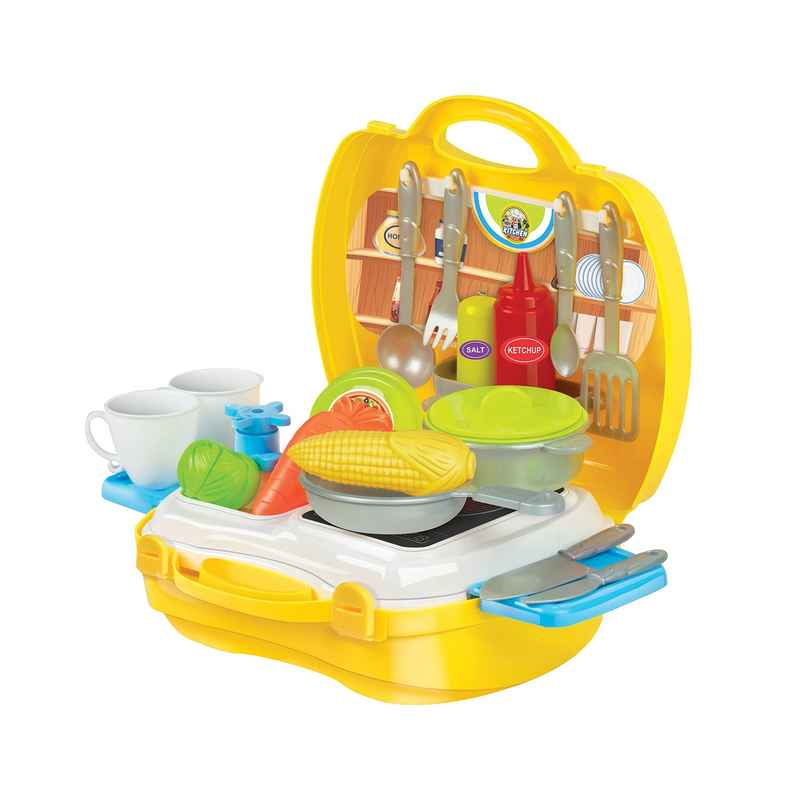Kingdom Of Play Luxury Kitchen Set Cooking Toy With Suitcase And Kitchen Accessories Multicolor