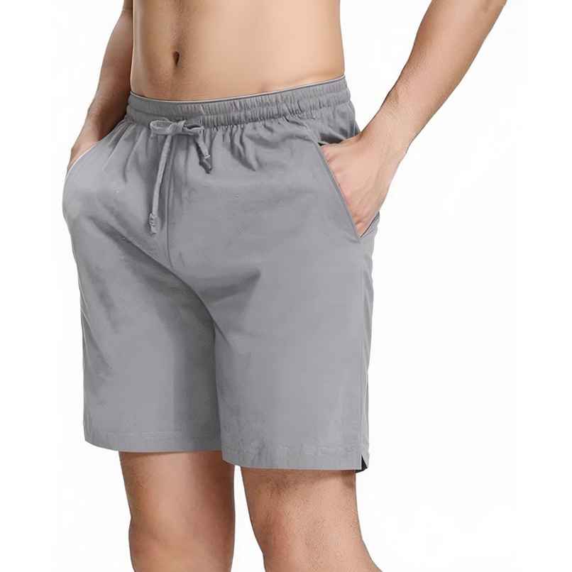 Springman Solid French Terry With Elastic & Drawstring Shorts For Men's | Grey | S Springman Solid French Terry With Elastic & Drawstring Shorts For Men's | Grey | S