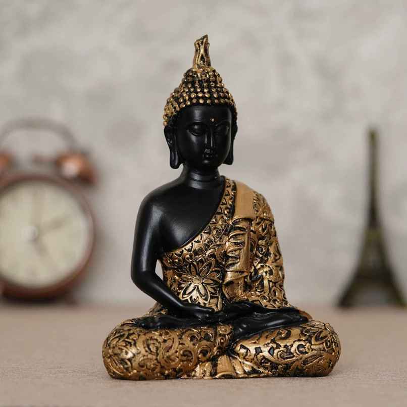 eCraftIndia Black And Golden Polyresin Handcrafted Decorative Meditating Buddha Statue eCraftIndia Black And Golden Polyresin Handcrafted Decorative Meditating Buddha Statue