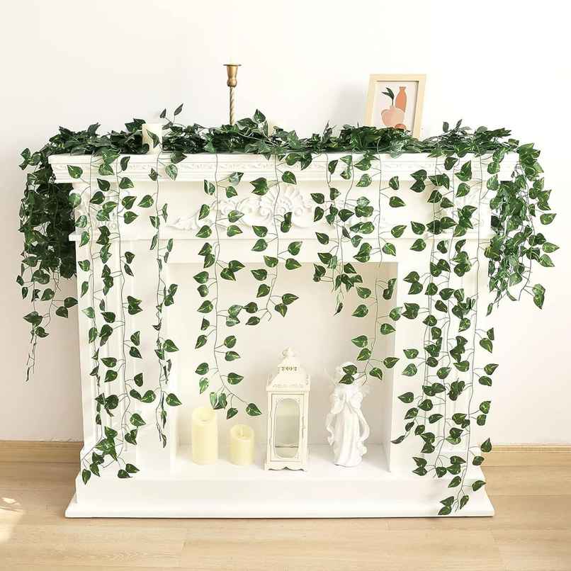 Tied Ribbons Set Of 6 Artificial Money Plant Leaves Creeper Garland (223 Cm)