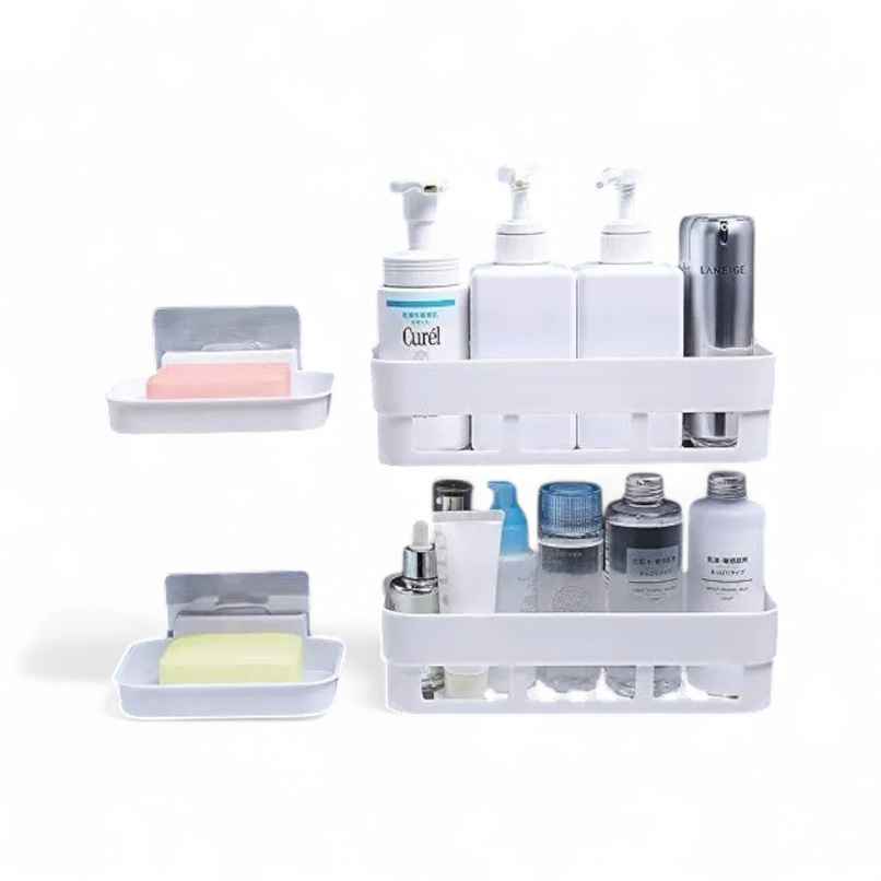 Perpetual Bathroom Organizer Shelf | Self-Adhesive Rack for Wall | Pack of 3