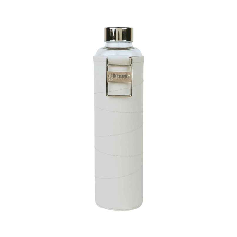 Glasafe Vego Sip Borosilicate Glass Bottle With Protective Vegan Sleeve | Bare Beige 750 ml