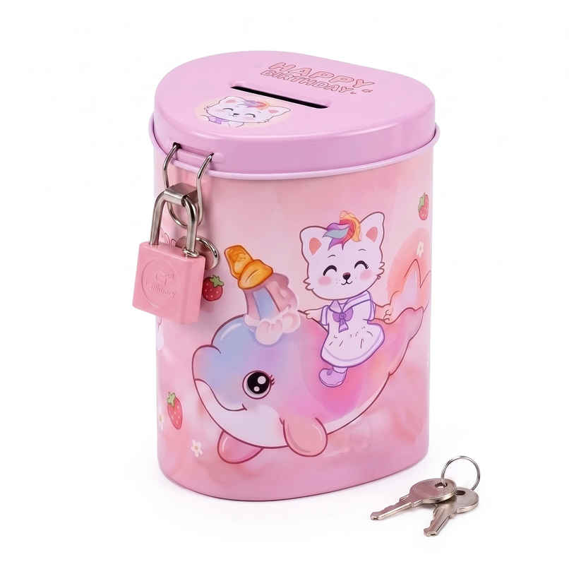 Toyshine Unicorn Cat Metal Piggy Bank with Lock and Key Kids Savings Box Toyshine Unicorn Cat Metal Piggy Bank with Lock and Key Kids Savings Box