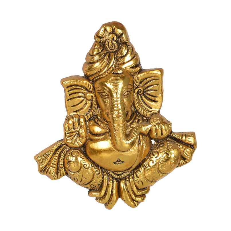 Ganesh Ji Ashirwad Mudra Wall Hanging in Gold Polish | Devnidhi