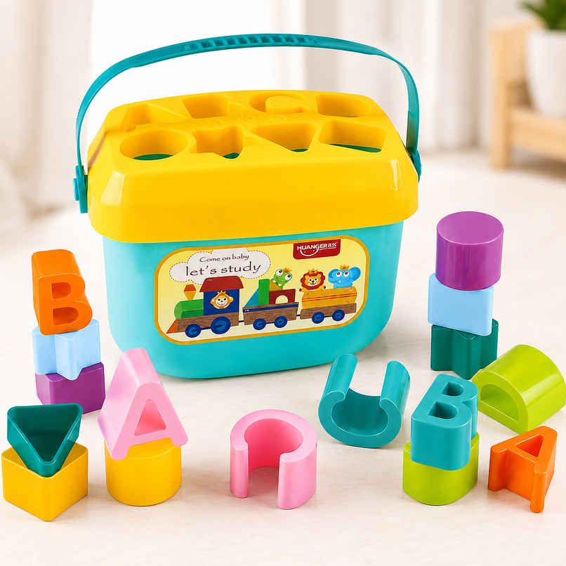 Toyshine Baby's First Shape Sorting Blocks Learning | ABCD Blocks & Shapes | 6+ months | Multicolor