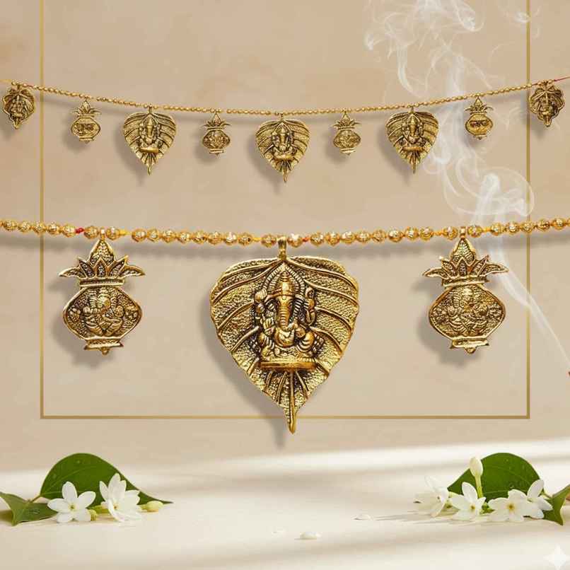 Ganesh Ji & Kalash Toran For Door | Gold Polish | Devnidhii