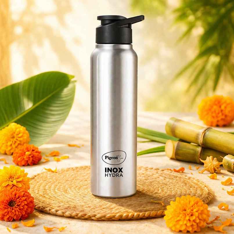 Pigeon Stainless Steel Inox Hydra Water Bottle | Silver | 900 ml Pigeon Stainless Steel Inox Hydra Water Bottle | Silver | 900 ml