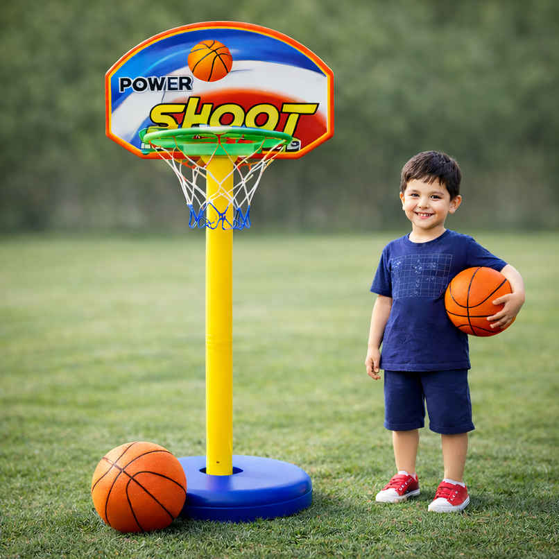 Toyshine Adjustable Basketball Hoop Set with Ball, Indoor & Outdoor Sports Fun, Multicolor Toyshine Adjustable Basketball Hoop Set with Ball, Indoor & Outdoor Sports Fun, Multicolor