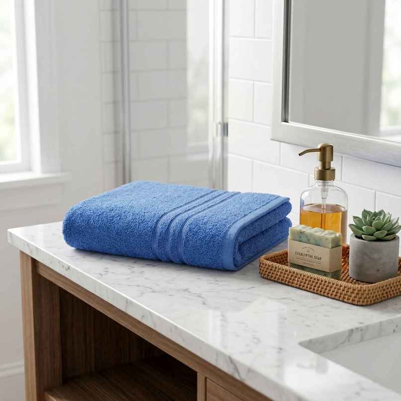 Home Elegance by myTrident Comfort Living Cotton Bath Towel | 70cm x 140cm | 400 GSM | Ocean Blue