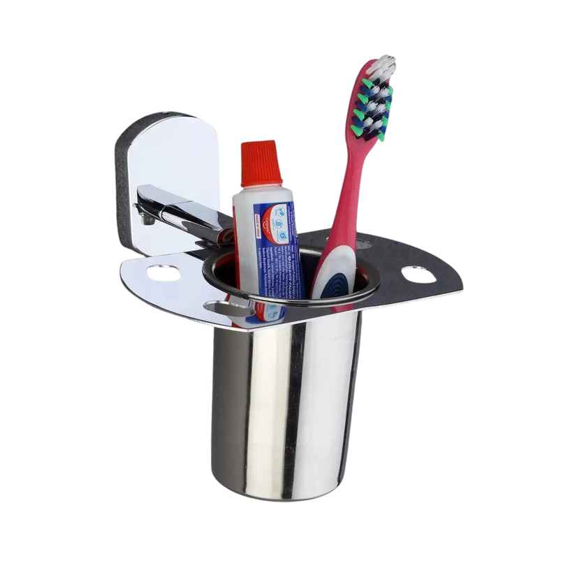 Gloxy Stainless Steel Wall Mounted Toothbrush Holder & Toothpaste Stand SS202