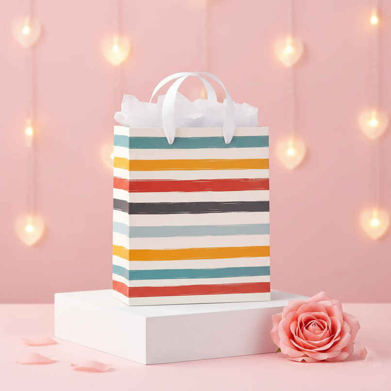 Multi Stripe Artistic Gift Bag | Large | Bright Storey