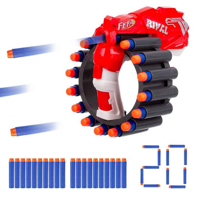 Toyshine Long Range 60ft Pull-Reload Foam Blaster with 20 EVA Bullets & Wrist Target | Toy Gun Toyshine Long Range 60ft Pull-Reload Foam Blaster with 20 EVA Bullets & Wrist Target | Toy Gun