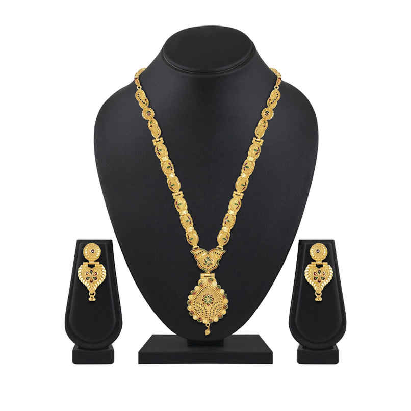 Shining Diva Fashion Latest Design One Gram Gold Plated Jewellery Set for Women and Girls 11503s