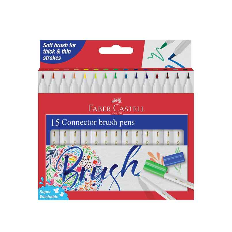 Faber-Castell Connector Brush Pens Assorted Pack Of 15