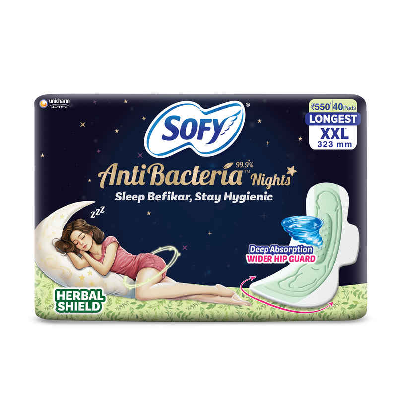 Sofy Women Anti Bacteria Nights Longest XXL - 323mm | 40 pads | Sanitary Pads Sofy Women Anti Bacteria Nights Longest XXL - 323mm | 40 pads | Sanitary Pads
